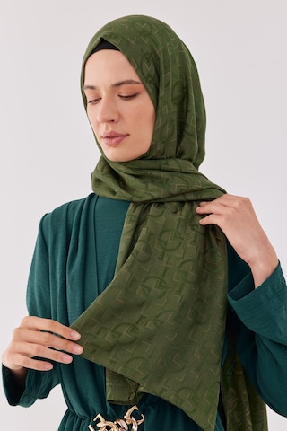 Mirsoy Scarf Daka Desen Parlak Jakar Şal - Yeşil Yeşil