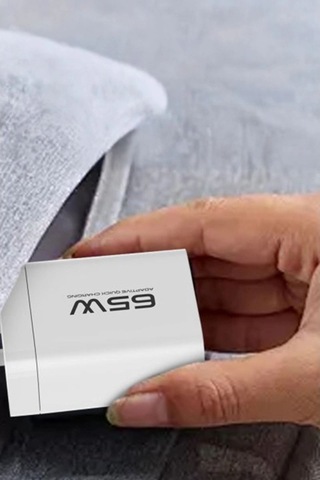 C99q 65w Pd Destekli Type-c Ve Usb Çift Çıkışlı Hızlı Şarj Adaptörü - Beyaz Renkli
