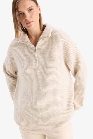 Defacto Relax Fit Yarım Fermuarlı Triko Kazak F3897ax25wnbg705 Bej