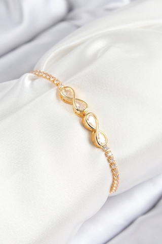 Pirinç Zirkon Taşlı Sonsuzluk Model Gold Renk Asansörlü Kadın Bileklik - Tj-bb7721 Diğer