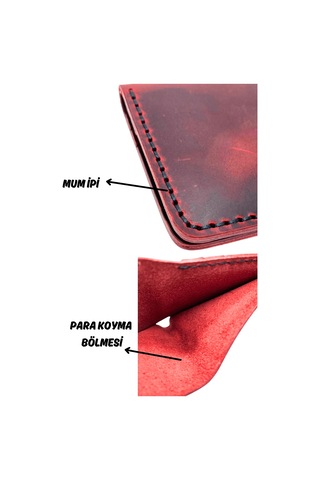 El Yapımı Hakiki Deri Premium Cüzdan Kırmızı