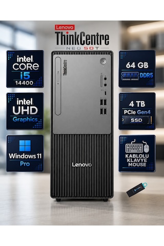 Lenovo Thinkcentre Neo 50T G5 12UD002CTR-RNP12 i5-14400 64 GB 4 TB SSD W11P Masaüstü Bilgisayar