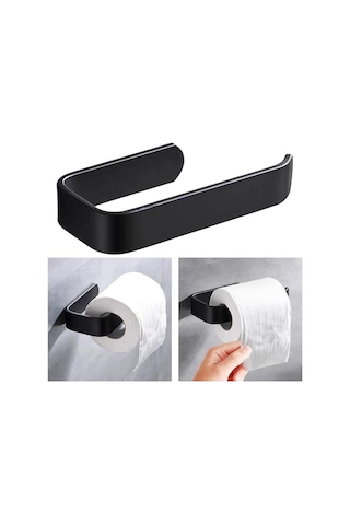 Alper Banyo Lüks Tasarım Lama Tuvalet Kağıtlığı Siyah Siyah