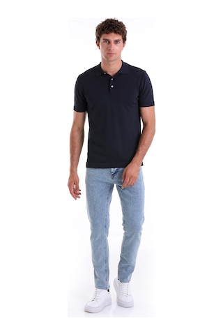 Hatemoğlu Lacivertvert Comfort Fit Düz Polo Yaka Rayon Triko Tişört Lacivert