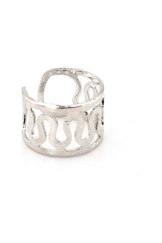 Parlak Gümüş Renkli Earcuff Kikirdak Küpe Sarmal Desenli Ex091 Beyaz
