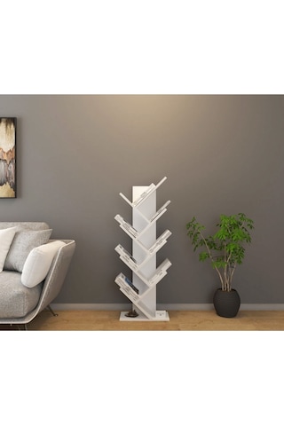 Ağaç Kitaplık Beyaz Mükemmel Dekoratif Kitap Rafı