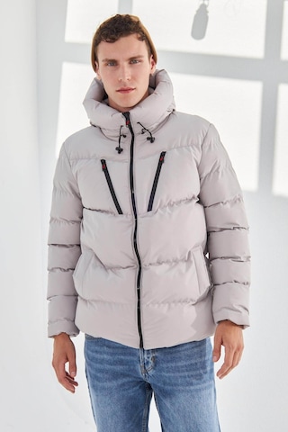 Delpino Su Ve Rüzgar Geçirmez Kapüşonlu Şişme Taş Erkek Mont 2183 Taş