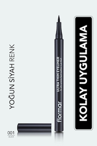 Flormar Ultra Thin İnce Keçe Uçlu Likit Göz Kalemi 001 Black