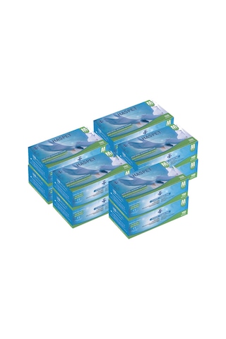 Haspet Nitril Muayene Eldiveni 100'lü M Orta Boy Mavi 10 Kutu