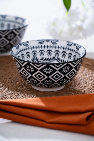 Willa Yuvarlak Kase - 13.5 Cm Siyah-beyaz