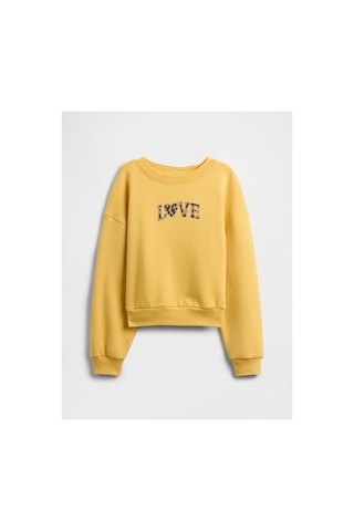 Gap Kız Çocuk Oversized Bisiklet Yaka Sweatshirt sarı