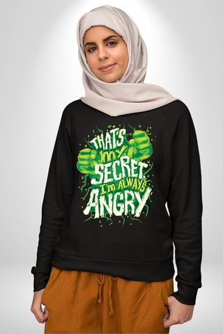 Bu Benim Sırrım Her Zaman Kızgınım Unisex Siyah Sweatshirt Siyah
