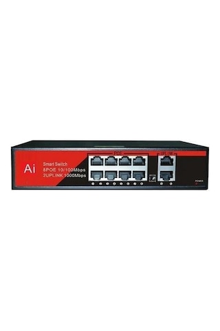 Ezcool EZ-08PSF 8XFE+2XFE Yönetilemez Poe Switch 120W