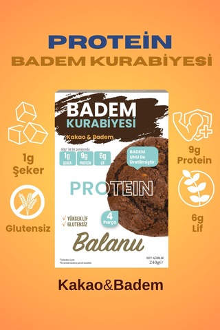 Balanu Proteinli Kakaolu Badem Kurabiyesi 240gr X3 Adet
