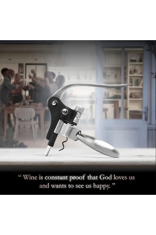 Atay Garage Tirbuşon Tavşan Burgu Şarap Şampanya Açacağı Dayanıklı Metal Yapı Ergonomik Tasarım Gümüş - Siyah