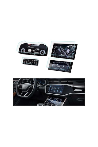 Audi Q7 Ekran Koruyucu Set Multimedya Kumanda Gösterge Klima ' Sadece Ekran Koruyucu