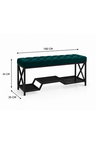 Siyah Metal Bench Ayakkabılık Bank, Kapı Girişi Puf Ayakkabılık Yeşil