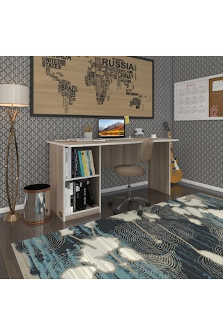 Kenzlife Ofis Masası Miyamoto Crd Sol 75 150 60 Raflı Dolap Bilgisayar Çalışma Masası Beyaz