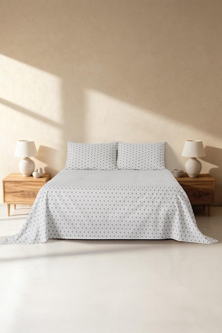 Mix & Match Bloom %100 Pamuk Çift Kişilik Çarşaf Seti Gri