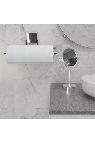 Decorev Dc-5057 Dekoratif Siyah Havluluk Kâğıt Havluluk Metal Askı Siyah Yapışkanlı Gri