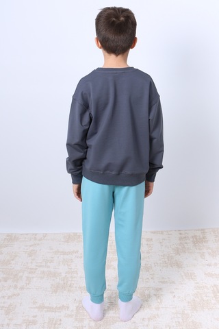 Erkek Çocuk Eşofman Takımı Mickey Mouse Baskılı Ribanalı F4 Turkuaz