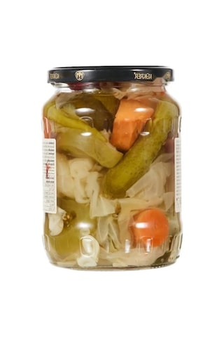 Lezzetli Karışık Turşu - Cam Kavanoz 650 Gr Açık Kahverengi