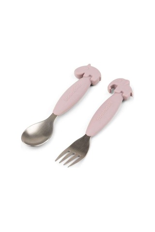 Done By Deer - Deer Friends - Paslanmaz Çelik Çatal Ve Kaşık Seti - Pembe