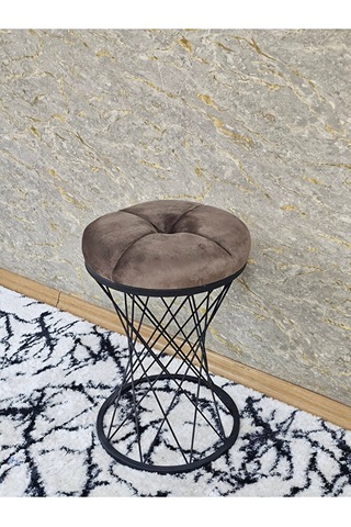 Yuvarlak Siyah Boyalı Puf Oturak - Bench - Ayak Ucu Oturak - Tabu Çok Renki