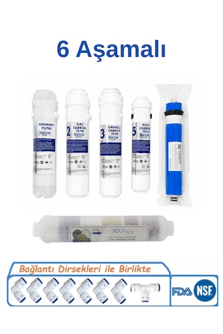 6 Aşamalı Kapalı Kasa Su Arıtma Filtre Seti Vontron Membranlı Sediment, Gac Karbon, Granül Karbon, Post Karbon, Mineral Filtre, Ro Membran Filtre Seti