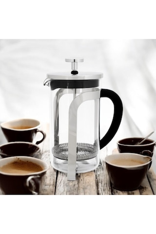 French Press Kahve Ve Çay Demleme Makinası 600 Ml Gri French Press Diğer