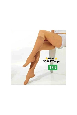 Nesa Pantolon Çorabı 5' Çift 40' Den Kadın Dizaltı Pantolon Çorabı Tül Çorap- 57 Ten Tenrengi