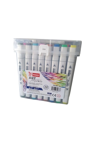 Mikro Çift Uçlu Fosforlu Kalem Art Marker 48 Renk Çok Renkli