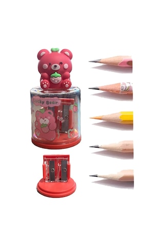 Mini Figürlü Sevimli 2 Li Kalem Traş 2 Adet Hazneli Kalemtıraş Çift Bıçaklı Kalem Açacağı Figürlü No1 Jumbo Ve Standart