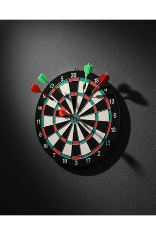 17 İnç Dart Tahtası Sağlam Ahşap Gövde Ve Metal İğneli Dart Okları