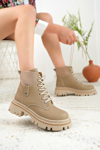 Nesil Shoes Dvm 5003 Vizon Bağcıklı Kadın Bot-vizon Vizon
