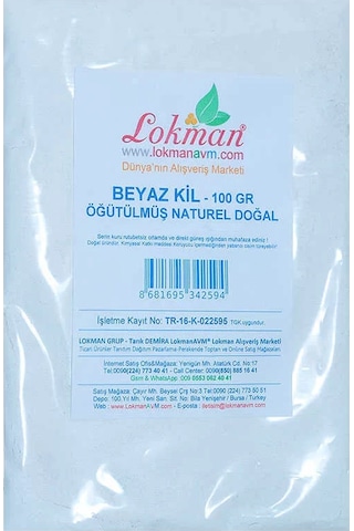 Beyaz Kil Öğütülmüş Doğal Saf Naturel 100 Gr Paket