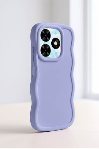 Tecno Spark Go 2024 / Smart 8 / Spark 20 / Hot 40i Uyumlu Dalgalı Tasarım Kamera Korumalı Mat Silikon Telefon Kılıfı-54205 Mor
