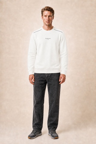Redline Qwen Bisiklet Yaka Regular Fit Kışlık Sweatshirt Beyaz