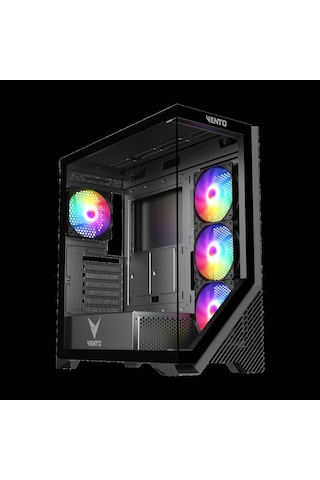 Vento Vg4202fl Mid Tower, 850w 80+ Siyah, Temperli Cam, Rgb, Atx Gamıng Kasa