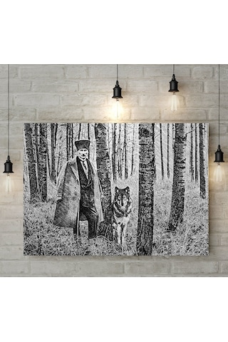 Atatürk Kurt Tasarımlı Karakalem Kanvas Tablo 50x70cm-1 Bkbitmeyen76717 Bk