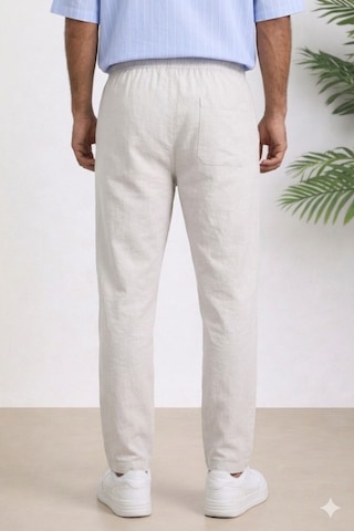 Tarz Cool Erkek Yazlık Keten Karışımı Relaxed Pantolon Bej