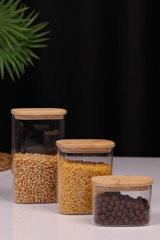 Bambum Multy - Bambu Kapaklı Cam Saklama Kabı 600ml
