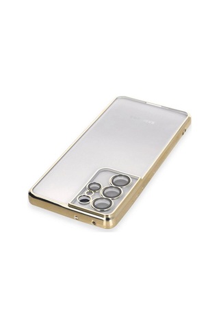 Tedar Samsung Galaxy Uyumlu S21 Ultra Kılıf Razer Lensli Silikon - Gold Najmaddin standart