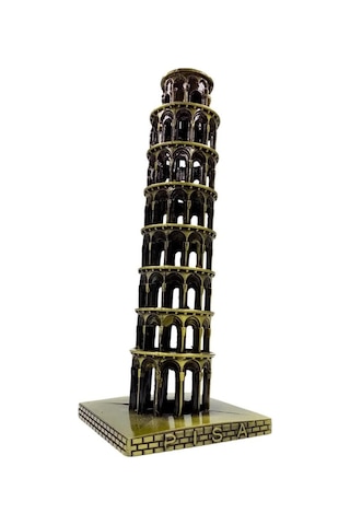 Vintage Metal İtalya Pisa Kulesi Biblo Antik Bronz 20 Cm
