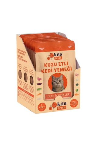 Kito Fresh Kuzu Etli Kedi Yemeği %100 Taze İçerikli Mama 80 G X 8 Adet