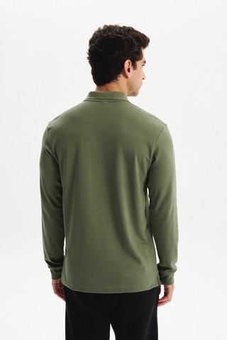 Arma Erkek Basic Slim Fit Fermuarlı Polo Yaka Sweatshirt İnce Modal Pamuk Elastan Karışımlı Örme İnterlok Kumaş K30554989002 Yeşil