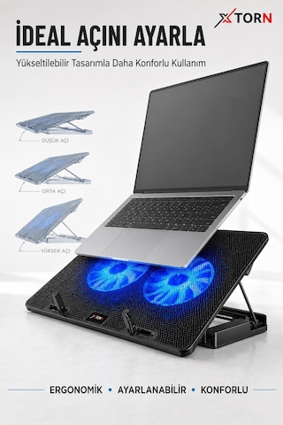 Torn Laptop Soğutucu Çift Fanlı Ayarlanabilir Dizüstü Bilgisayar Soğutma Fanı