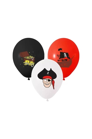 Balonevi Balon 3+0 Korsan Baskılı 12" Pastel 100 Lü