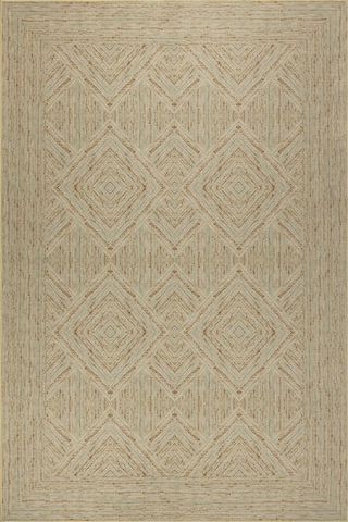 Artloop Nora Yeşil Geometrik Desenli Dokuma Tabanlı Modern Şönil Halı Al 525