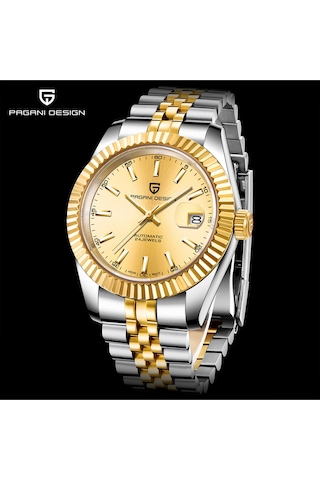 Pagani Design Pd-1645 Datejust Yeni Mekanik Erkek Kol Saati Otomatik Retro Saatler Erkek Su Geçirmez Çelik Saat Gold